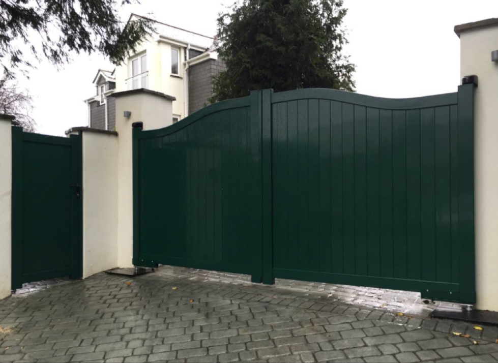 green double underground automated gates